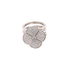 ESTATE LARGE .80CT DIAMOND 18KT WHITE GOLD 3D CLOVER FLOWER MULTI BAND FUN RING