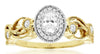 ESTATE .40CT DIAMOND 14KT YELLOW GOLD OVAL & ROUND HALO FILIGREE ENGAGEMENT RING