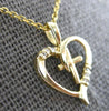 ESTATE .05CT DIAMOND 14KT YELLOW GOLD 3D CLASSIC CROSS HEART FLOATING PENDANT