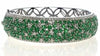 EXTRA LARGE 10.90CT DIAMOND & AAA EMERALD 18KT WHITE GOLD FLORAL CUFF BRACELET