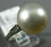 ANTIQUE LARGE .10CT DIAMOND & AAA SOUTH SEA PEARL PLATINUM 3D ENGAGEMENT RING