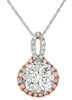 ESTATE .87CT WHITE & PINK DIAMOND 14KT WHITE GOLD CLUSTER HALO FLOATING PENDANT