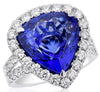 EXTRA LARGE 11.11CT DIAMOND & AAA TANZANITE 18KT WHITE GOLD 3D ENGAGEMENT RING
