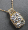 LARGE 1.09CT DIAMOND 18K ROSE GOLD 3D ROUND CLUSTER RECTANGULAR FLOATING PENDANT