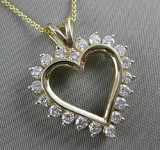 ESTATE 1.51CTW DIAMOND CLASSIC MEDIUM OPEN HEART 14KT YELLOW GOLD PENDANT #17570