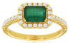 1.33CT DIAMOND & AAA EMERALD 14K YELLOW GOLD 3D EMERALD CUT & ROUND OCTAGON RING
