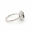 ESTATE LARGE 1.77CT DIAMOND & AAA TSAVORITE 18KT WHITE GOLD CUSHION & ROUND RING