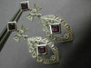 ESTATE LARGE 1.60CT DIAMOND & TOURMALINE 14KT WHITE GOLD FLOWER HANGING EARRINGS