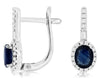 1.08CT DIAMOND & AAA SAPPHIRE 14KT WHITE GOLD 3D HALO LEVERBACK HANGING EARRINGS
