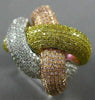 EXTRA LARGE 2.18CT MULTI COLOR DIAMOND 18KT TRI COLOR GOLD 3D CRISS CROSS RING