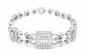 LARGE 4.13CT DIAMOND 18KT WHITE GOLD ROUND & BAGUETTE LOVE KNOT TENNIS BRACELET