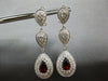 ESTATE LARGE 4.3CT DIAMOND & AAA GARNET 14K WHITE GOLD CLIP ON HANGING EARRINGS
