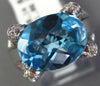 ESTATE 10.20CT DIAMOND & AAA BLUE TOPAZ 14KT WHITE GOLD 3D OVAL & ROUND FUN RING