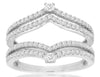 WIDE .60CT DIAMOND 14KT WHITE GOLD ROUND 2 ROW V SHAPE INSERT ANNIVERSARY RING