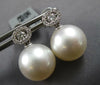 LARGE .23CT DIAMOND & AAA SOUTH SEA PEARL 18KT WHITE GOLD ROUND HANGING EARRINGS