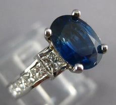 3.18CT DIAMOND AAA SAPPHIRE 14K WHITE GOLD OVAL & PRINCESS ENGAGEMENT RING 27323