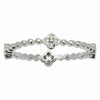 ESTATE .38CT DIAMOND 18KT WHITE GOLD 3D 4 LEAF CLOVER BEADED STACKABLE FUN RING