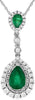 ESTATE 1.13CT DIAMOND & AAA EMERALD 14K WHITE GOLD TEAR DROP BY THE YARD PENDANT