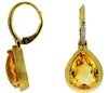 7.96CT DIAMOND & AAA CITRINE 14K YELLOW GOLD PEAR SHAPE & ROUND HANGING EARRINGS