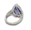 LARGE 9.0CT DIAMOND & AAA TANZANITE 18KT WHITE GOLD PEAR SHAPE & ROUND HALO RING