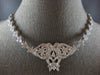 LARGE & LONG 3CT DIAMOND 14KT WHITE GOLD 3D DOUBLE HEART FILIGREE NECKLACE 28190