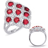 ESTATE 2.66CT DIAMOND & AAA RUBY 14KT WHITE GOLD MULTI FLOWER INFINITY LOVE RING