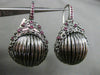 ESTATE LARGE .75CT RUBY 14K BLACK GOLD STRIATED WOVEN LEVERBACK HANGING EARRINGS