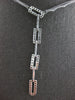 LARGE .95CT DIAMOND 14KT WHITE GOLD MULTI LINK RECTANGULAR LARIAT LOVE NECKLACE