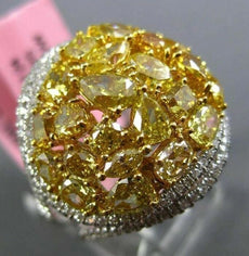 ESTATE 18KT WHITE AND YELLOW GOLD ANNIVERSARY RING. 3D DOUBLE HALO DESIGN