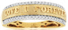 WIDE .25CT DIAMOND 14KT YELLOW GOLD 3D ROUND MATTE & SHINY LOVE YOU FOREVER RING