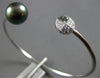 .12CT WHITE & BLACK DIAMOND & TAHITIAN PEARL 18KT WHITE GOLD 3D BANGLE BRACELET