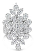 EXTRA LARGE 5.38CT DIAMOND 18KT WHITE GOLD 3D MULTI SHAPE FLOWER COCKTAIL RING