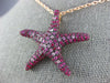 ESTATE LARGE 2.97CT AAA RUBY & PINK SAPPHIRE 18K ROSE GOLD STAR FISH FUN PENDANT