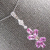 ESTATE 1.36CT DIAMOND & AAA PINK SAPPHIRE 14K WHITE GOLD FLOWER FLOATING PENDANT