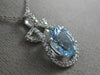 ESTATE LARGE 3.56CT DIAMOND & AQUAMARINE 18K WHITE GOLD 3D HALO FLOATING PENDANT