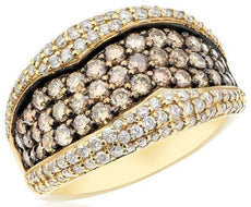 WIDE 2.03CT WHITE AND CHOCOLATE FANCY DIAMOND 14KT YELLOW GOLD ANNIVERSARY RING