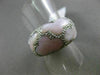 ESTATE WIDE .18CT DIAMOND 14K WHITE GOLD 3D MOTHER OF PEARL 3 CLOVER FLOWER RING