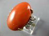 EXTRA LARGE .55CT DIAMOND & AAA CORAL 18KT 2 TONE GOLD CLASSIC OVAL & ROUND RING