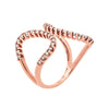 ESTATE .75CT DIAMOND 18KT ROSE GOLD 3D CLASSIC DOUBLE OPEN HEART LOVE RING