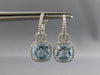 LARGE 4.70CT DIAMOND & AAA BLUE TOPAZ 14KT WHITE GOLD 3D HALO LEVERBACK EARRINGS