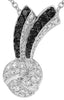 .63CT WHITE & BLACK DIAMOND 14KT WHITE GOLD 3D DOUBLE SWIRL FUN FLOATING PENDANT