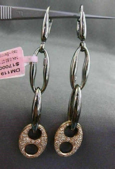 ESTATE .85CT DIAMOND 14KT ROSE BLACK GOLD ELONGATED LOVE KNOT LEVERBACK EARRINGS