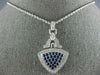 LARGE 1.58CT DIAMOND & AAA SAPPHIRE 14KT WHITE GOLD 3D TRIANGULAR PENDANT #2759