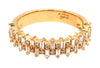 ESTATE .56CT DIAMOND 18KT YELLOW GOLD 3D ROUND & BAGUETTE 2 ROW ANNIVERSARY RING