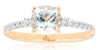 .99CT DIAMOND & AAA AQUAMARINE 14KT ROSE GOLD 3D CUSHION & ROUND ENGAGEMENT RING