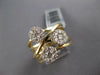 ESTATE LARGE .97CT DIAMOND 14KT 2 TONE GOLD 3D FLOWER CRISS CROSS LOVE FUN RING