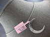 LARGE .23CT DIAMOND 14KT WHITE GOLD ETOILE MOON CRESCENT LOVE FLOATING PENDANT