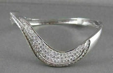 ANTIQUE 5.25CTW WIDE 14KT WHITE GOLD WAVY DIAMOND BANGLE BRACELET AMAZING!!!!!!