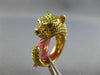 2.84CT CANARY DIAMOND & AAA EMERALD & ONYX 18K YELLOW GOLD 3D HAPPY PANTHER RING