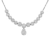 LARGE 2.89CT DIAMOND 18KT WHITE GOLD 3D CLUSTER FLOWER TEAR DROP LOVE NECKLACE